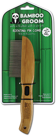 ALCOTT Bamboo Groom Rotating Pin Fine Comb with 41 Rounded Pins