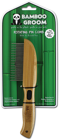 ALCOTT Bamboo Groom Rotating Pin Shedding Comb with 31 Rounded Pins