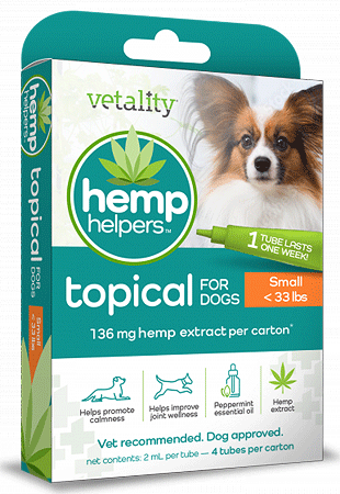 *VETALITY Hemp Helpers Topical for Dogs S Under 33# 4ct