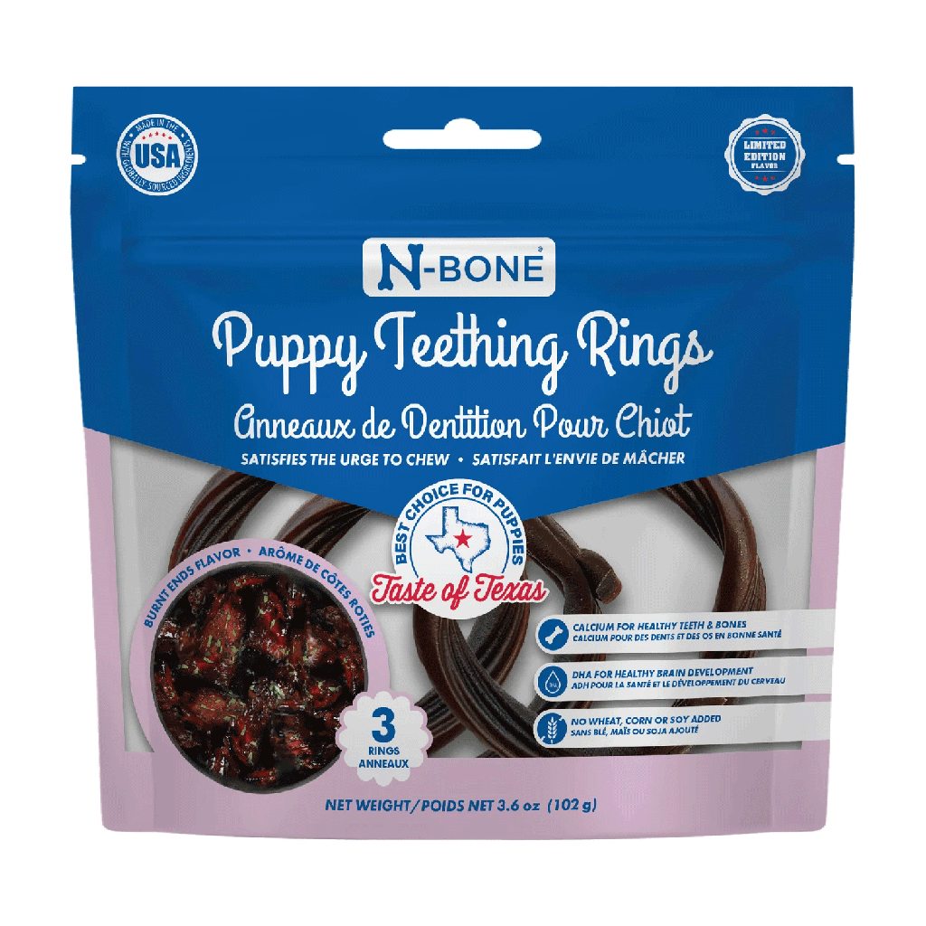 N-BONE Puppy Teething Rings Taste Of Texas Burnt Ends 3pk