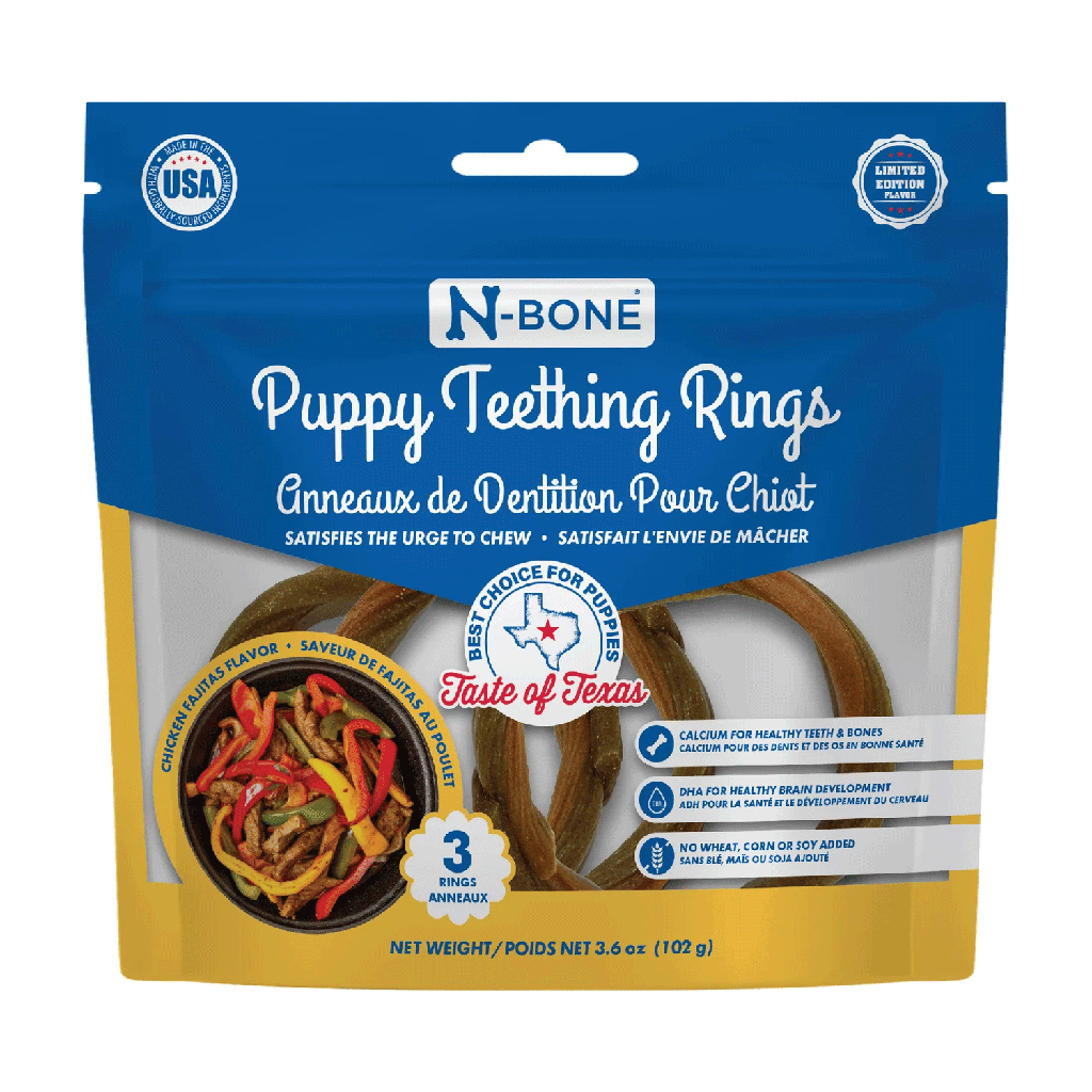 N-BONE Puppy Teething Rings Taste Of Texas Chicken Fajitas 3pk