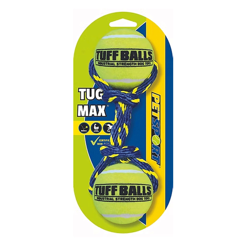 PETSPORT Tug Max 9" Rope w/Two 2.5" Tuff Balls