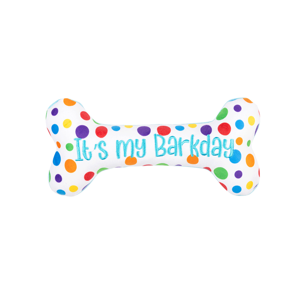 HUXLEY & KENT Dog Power Plush It's My Barkday Bone S