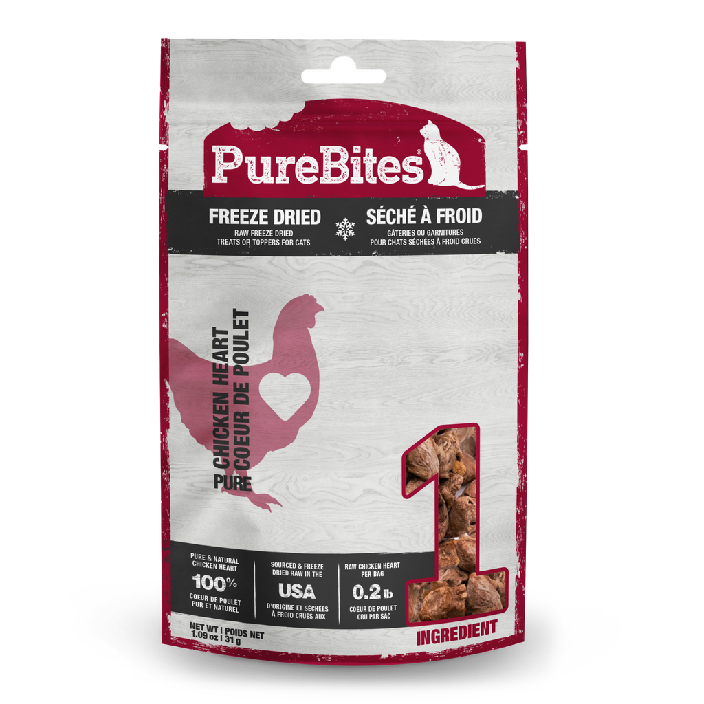 PURE BITES Cat Treats Freeze Dried Chicken Heart 1.09oz
