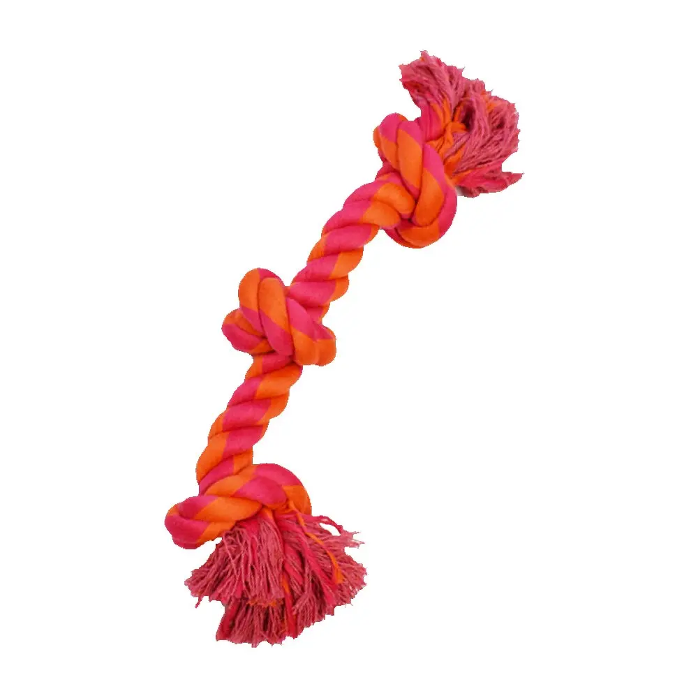 AMAZING PET Rope 3 Knot Bone 20" Orange/Magenta