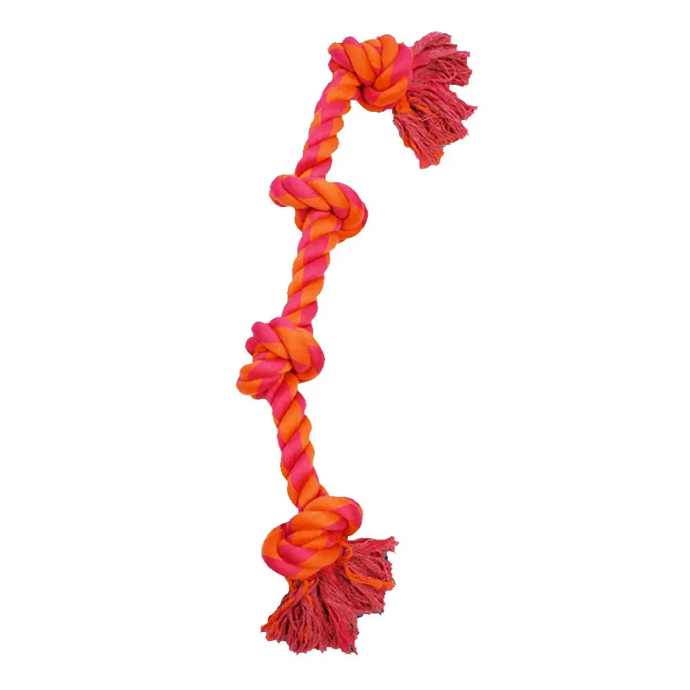 AMAZING PET Rope 4 Knot Bone 20" Orange/Magenta