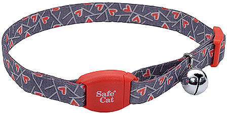 [CA7171 SALMHART] COASTAL Safe Cat Collar w/Magnet - Salmon Heart Charcoal