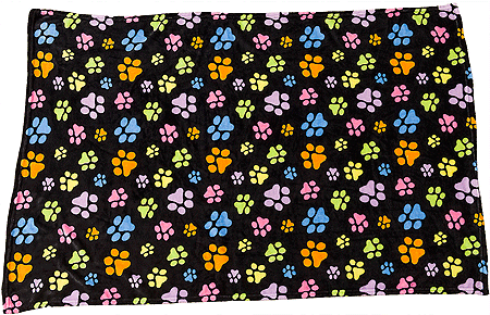 [E50064] ETHICAL/SPOT Snuggler Blanket Rainbow Pawprints Black 40x60