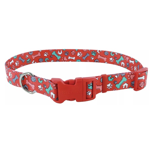 [CA6621 RED BN] PET ATTIRE Styles Adjustable Collar 14-20x3/4 Red Bone