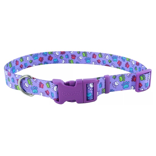 [CA6621 PUR SP PAW] PET ATTIRE Styles Adjustable Collar 14-20x3/4 Purple Special Paws
