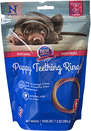 [NB70124] N-BONE Puppy Teething Rings Grain-Free Blueberry & BBQ 6pk