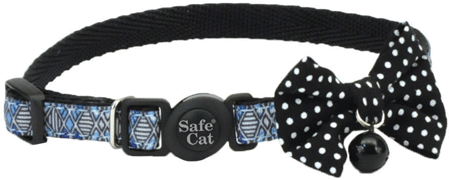 [CA6706 BLACK] COASTAL Safe Cat Embellished Fashion Collar 3/8" x 8-12" Black Diamond