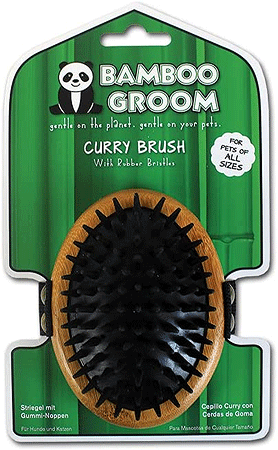 [PAW16245] ALCOTT Bamboo Groom Curry Brush w/Rubber Bristles