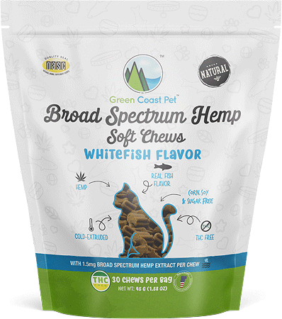 [GCP00047] *GREEN COAST Broad-Spectrum Hemp Soft Chews for Cats Whitefish 30ct