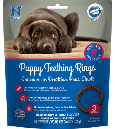 [NB70293] N-BONE Puppy Teething Rings Grain-Free Blueberry & BBQ 3pk
