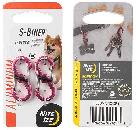 [NZ04451] *NITE IZE S-Biner TagLock Aluminum 2pk Pink