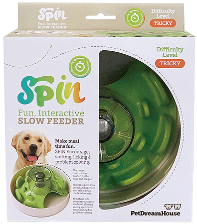 [PDH43072] PetDreamHouse SPIN Slow Feeder Pet Bowl UFO Maze Green