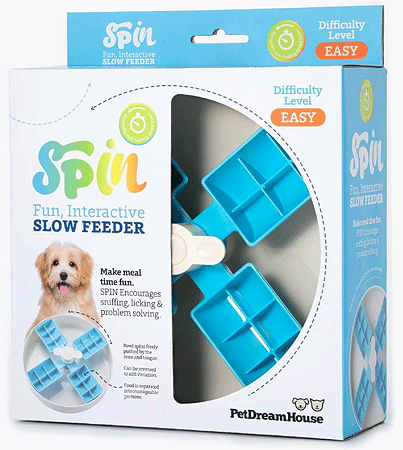 [PDH43098] PetDreamHouse SPIN Slow Feeder Pet Bowl Windmill Blue