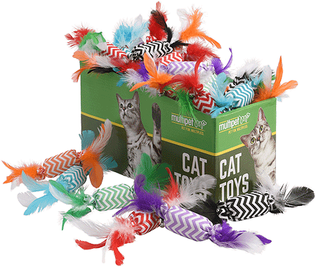 [MP20630] MULTIPET Candy Crackle w/Feathers Cat Toys 30ct