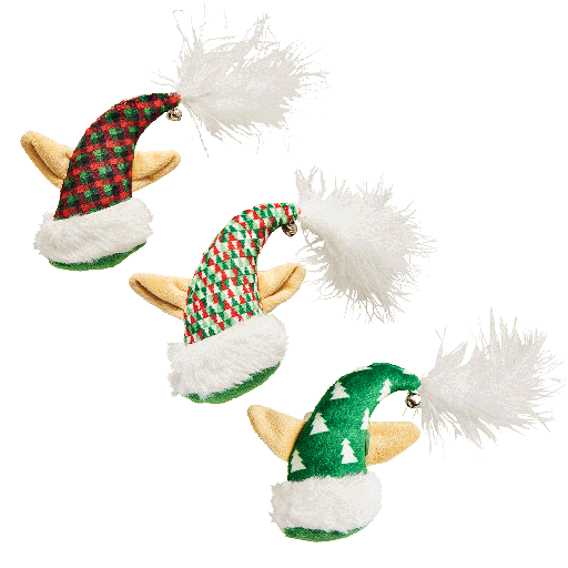 [EH52178] ETHICAL/SPOT Holiday Elf Hat Catnip Toy Asst 4"