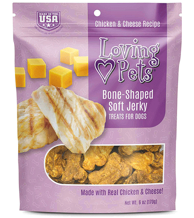 [LP08302] LOVING PETS Bone-Shaped Soft Jerky Treats Chicken & Cheese 6oz