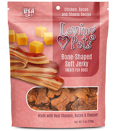[LP08303] LOVING PETS Bone-Shaped Soft Jerky Treats Bacon & Cheese 6oz