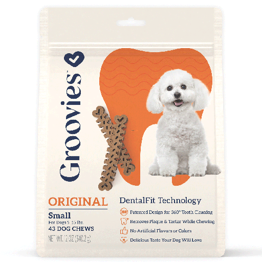 [GRV68124] GROOVIES Dog Dental Chews 12oz Small 43ct