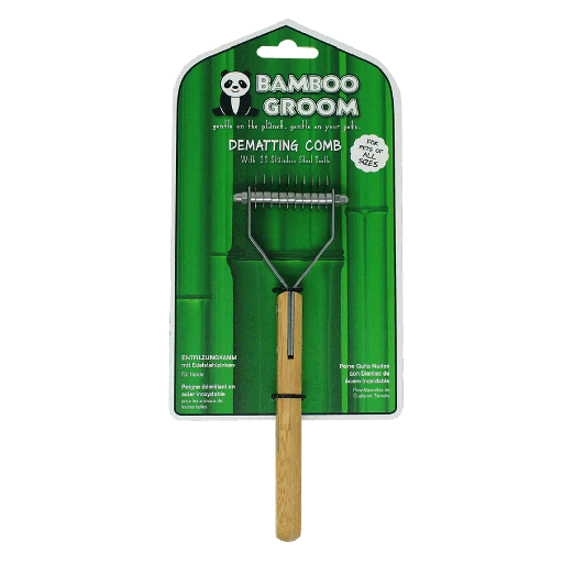 [PAW16194] ALCOTT Bamboo Groom Dematting Comb 10 Stainless Steel Teeth