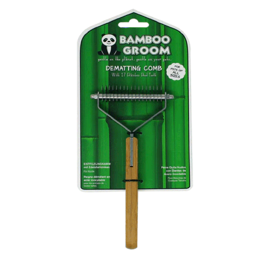 [PAW16295] ALCOTT Bamboo Groom Dematting Comb 17 Stainless Steel Teeth
