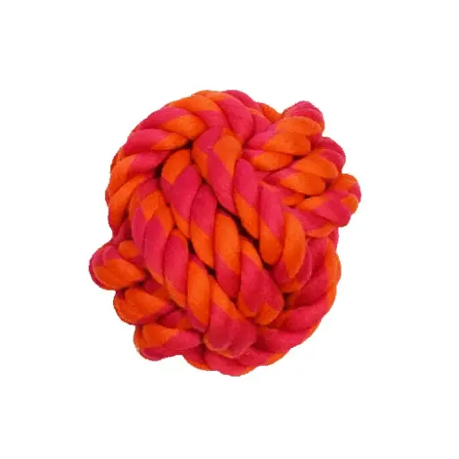 [APP56174] AMAZING PET Rope Ball 2.75" Orange/Magenta