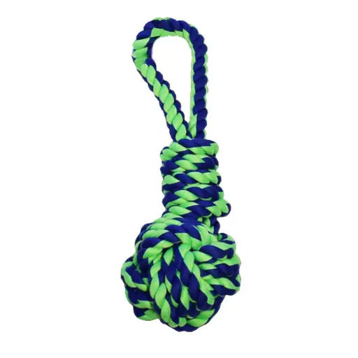 [APP56181] AMAZING PET Rope 4.5" Ball w/Loop Handle 16.5" Blue/Green