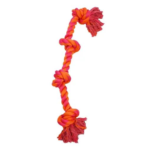 [APP56199] AMAZING PET Rope 4 Knot Bone 20" Orange/Magenta