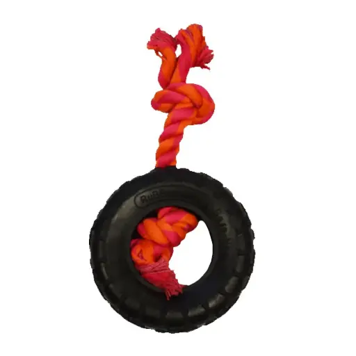 [APP56278] AMAZING PET Rope w/Tire 5.5" Orange/Magenta