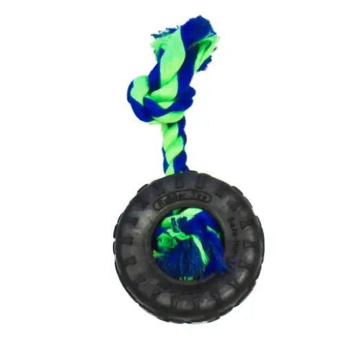 [APP56309] AMAZING PET Rubber Tire 7.25" w/Rope Blue/Green