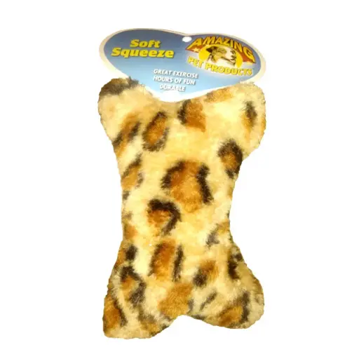 [APP58156] AMAZING PET Cheetah Print Stuffed Bone 5.5"
