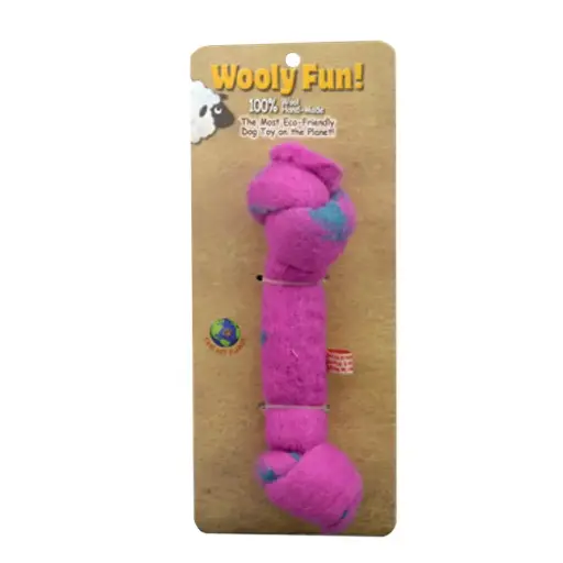 [APP85023] AMAZING PET Wooly Fun Knotted Bone 8.5" Magenta