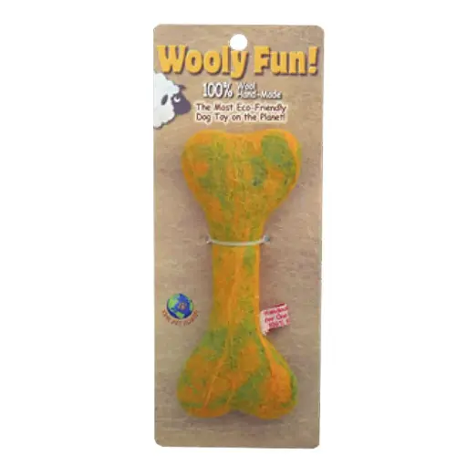 [APP86044] AMAZING PET Wooly Fun Flat Bone 6.5" Yellow