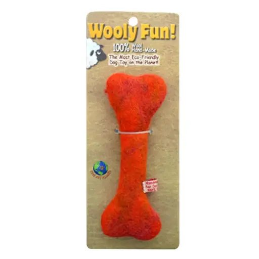 [APP86046] AMAZING PET Wooly Fun Flat Bone 6.5" Orange