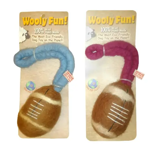 [APP86059] AMAZING PET Wooly Fun Sport Ball 3" x 2" Football w/ 6" Loop