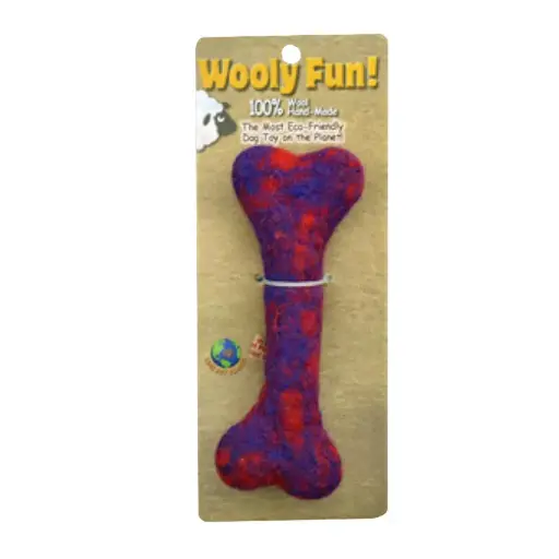 [APP86076] AMAZING PET Wooly Fun Flat Bone 6.5" Red