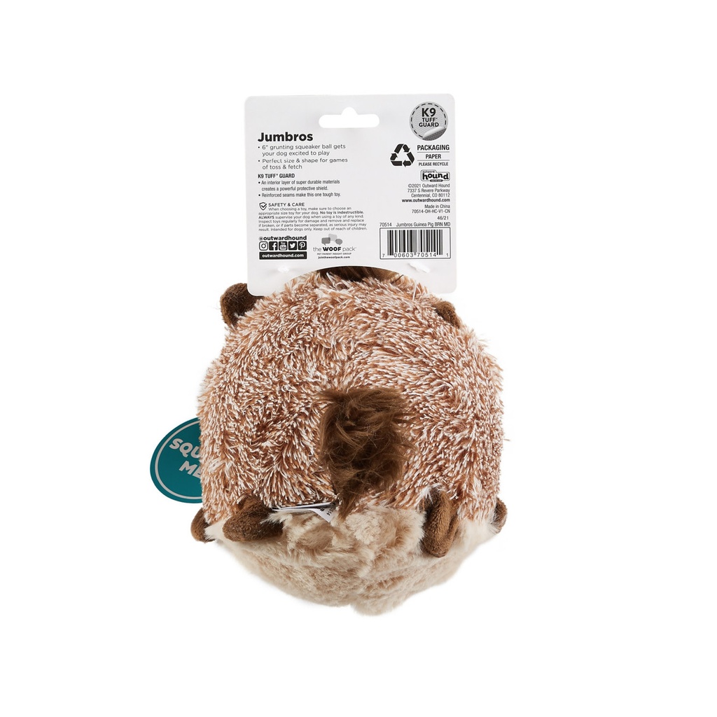 OUTWARD HOUND Jumbros Grunting Ball Brown Guinea Pig