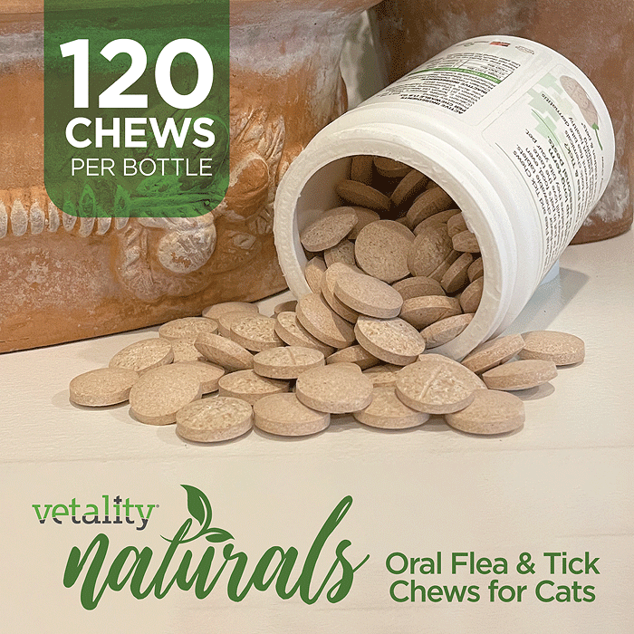 VETALITY Naturals Oral Flea & Tick Chews for Cats 120ct