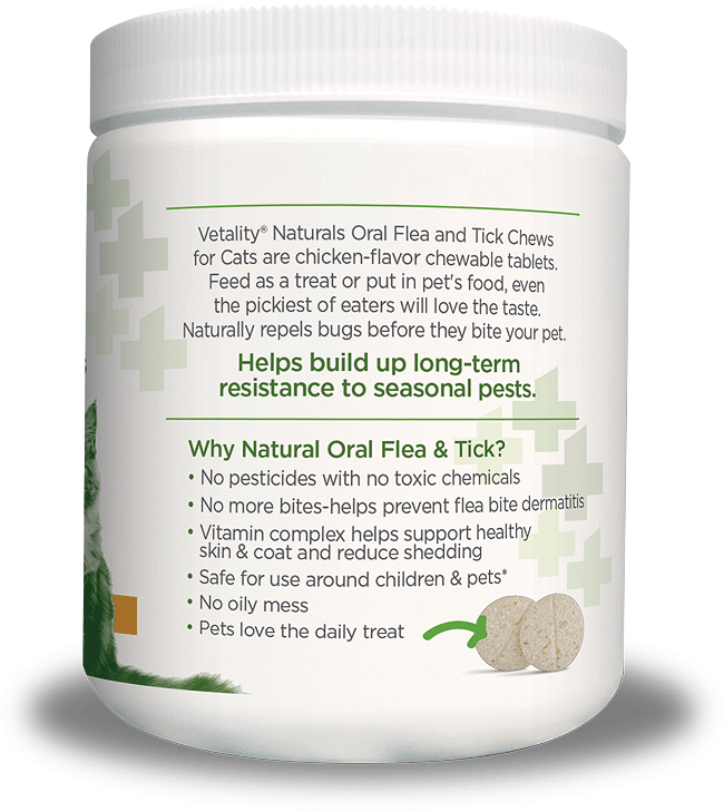 VETALITY Naturals Oral Flea & Tick Chews for Cats 120ct