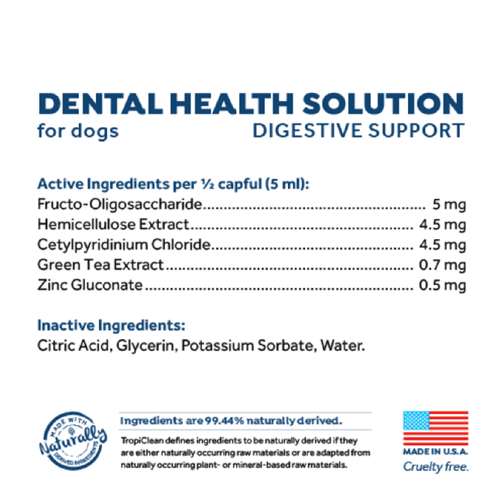 TROPICLEAN FreshBreath Dental Health Solution+ Digestive Support Dogs 16oz
