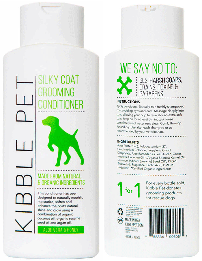 KIBBLE PET Silky Coat Grooming Conditioner Aloe & Honey 13.5oz