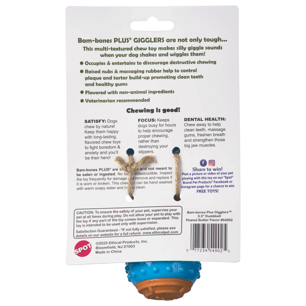 ETHICAL/SPOT Bam-Bone+ Giggler Dumbell PB 5.5"