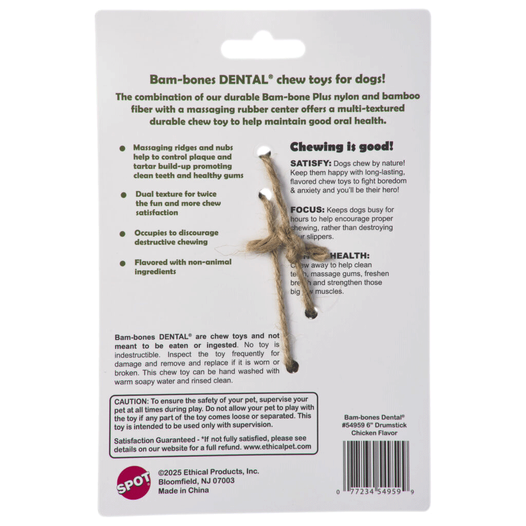 ETHICAL/SPOT Bam-Bone+ Dental Drumstick 6"