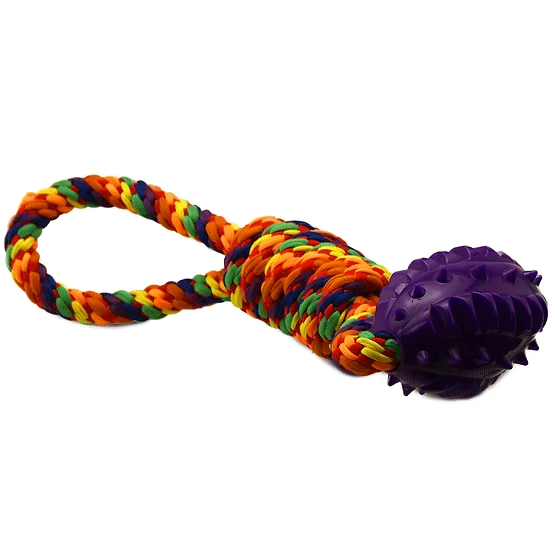 PETSPORT Kaleidoscope Tuff Tug with TPR Football 15"