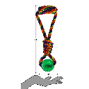 PETSPORT Kaleidoscope Rope Handle Tug with TPR Ball 14"