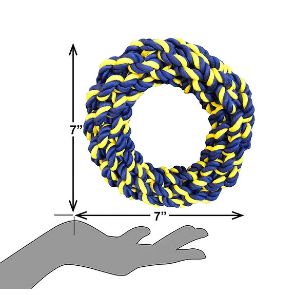 PETSPORT Twisted Chews Medium Braided Cotton Rope Ring 7"